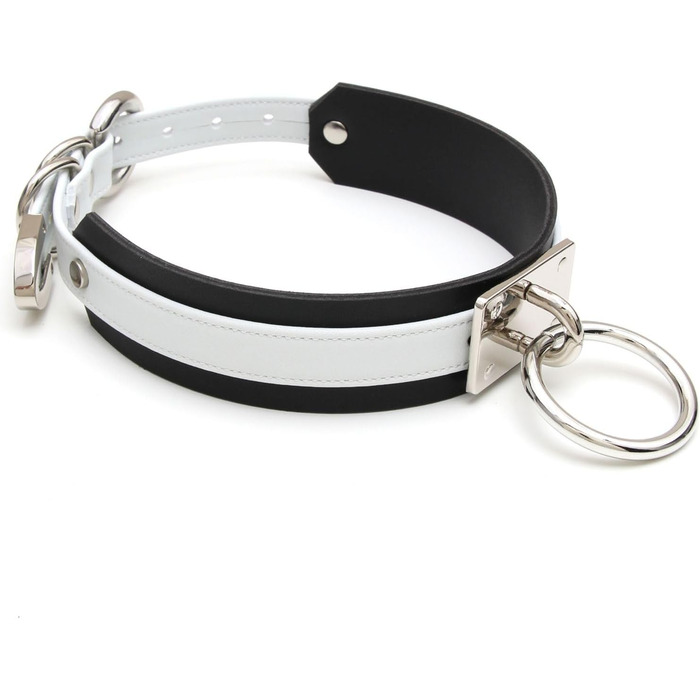 Чокер з кільцем Lalatia для жінок: шкіряний чокер, кольори чорний, білий, сріблястий