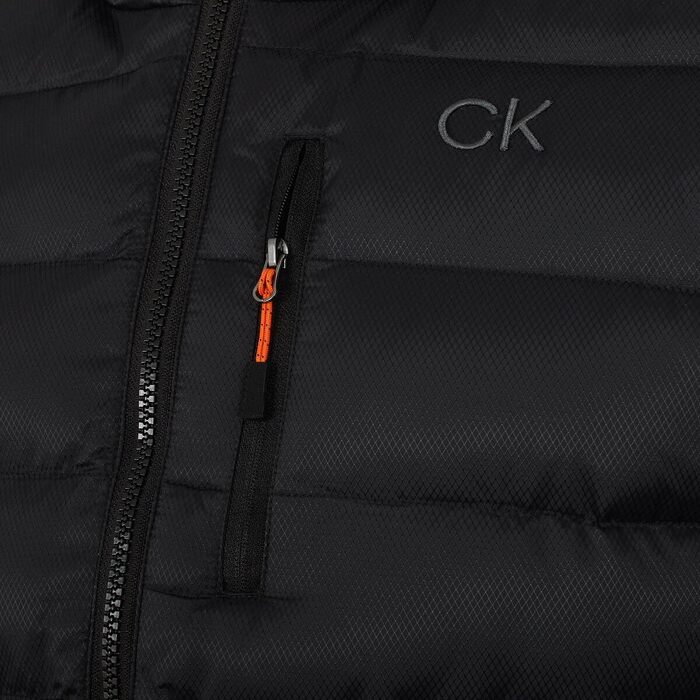 Чоловіча утеплена куртка Calvin Klein San Gabriel 2026 з жаккардового плетіння, чорна з помаранчевим, розмір L