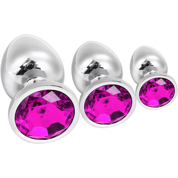 Набір анальних пробок Klein Medium Groß з металу: Butt Plug з кристалами та діамантами, темно-фіолетовий