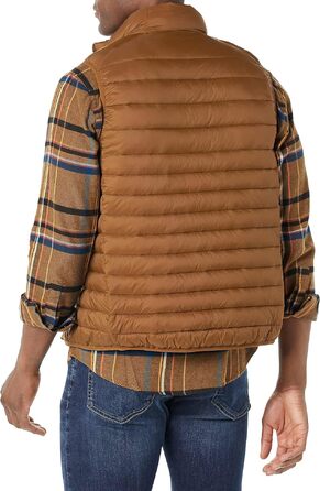Чоловічий легкий водостійкий жилет-пуховик Amazon Essentials, що складається (XL, світло-коричневий)
