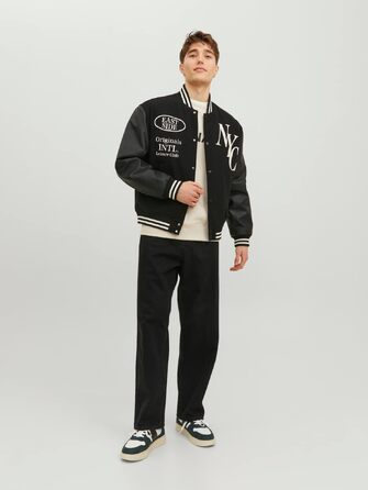 Чоловічі широкі джинси Jack & Jones JJIALEX Baggy Fit, чорний денім, 30W / 32L