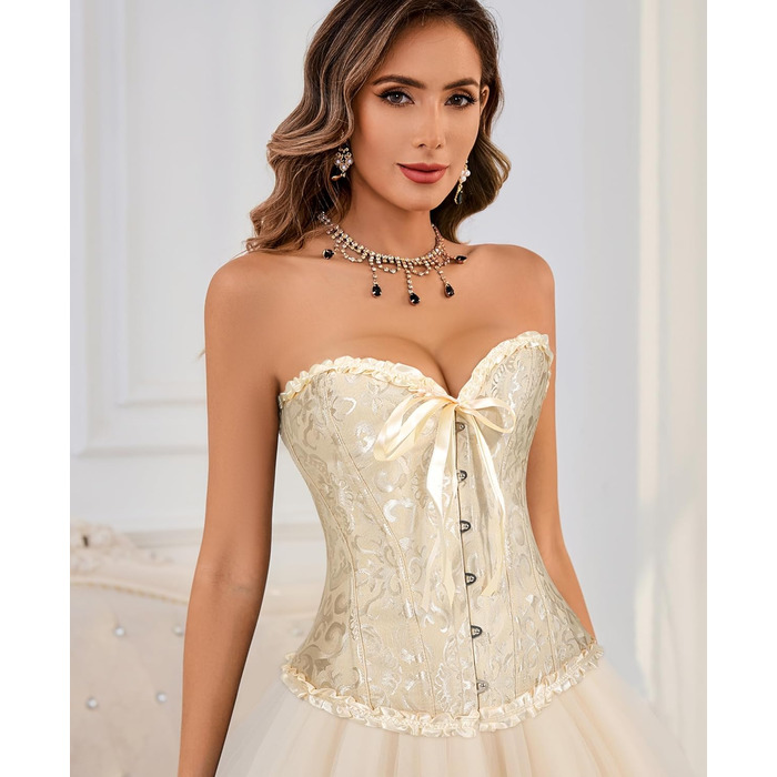 Жіночий корсет-бюстгальтер XZQTIVE з мереживом, з кісточками, готичний корсаж, бюстгальтер, топ XS, абрикосовий колір