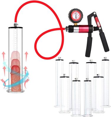 Пеніс-насос NAIXBTY з манометром та зручним руків'ям. Матеріал: силікон. Для чоловіків. Збільшення ерекції, посилення потенції, збільшення статевого члена. Інтимні іграшки для дорослих. Розміри: 31 * 6.4 см