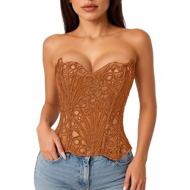 Корсет-топ для жінок з великою грудьми та животом: корсет, бюстгальтер, шейпер, готичний стиль, вінтаж, великі розміри (Золотий, M)