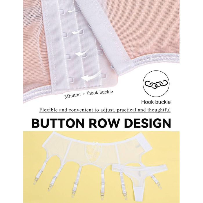 Набір з 2 шт. спідничних ременів з високою талією, розмір plus size, мереживні ремінці для панчіх (білий/розкішний сад)
