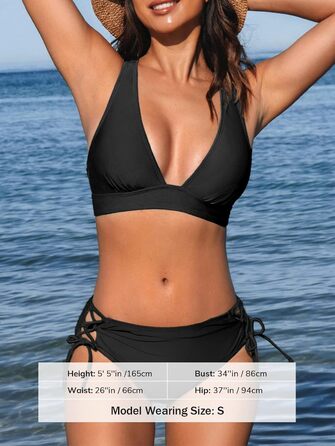 CUPSHE БІКІНІ жіночий купальник з V-подібним вирізом, на зав'язках, з драпіруванням, чорний, XL