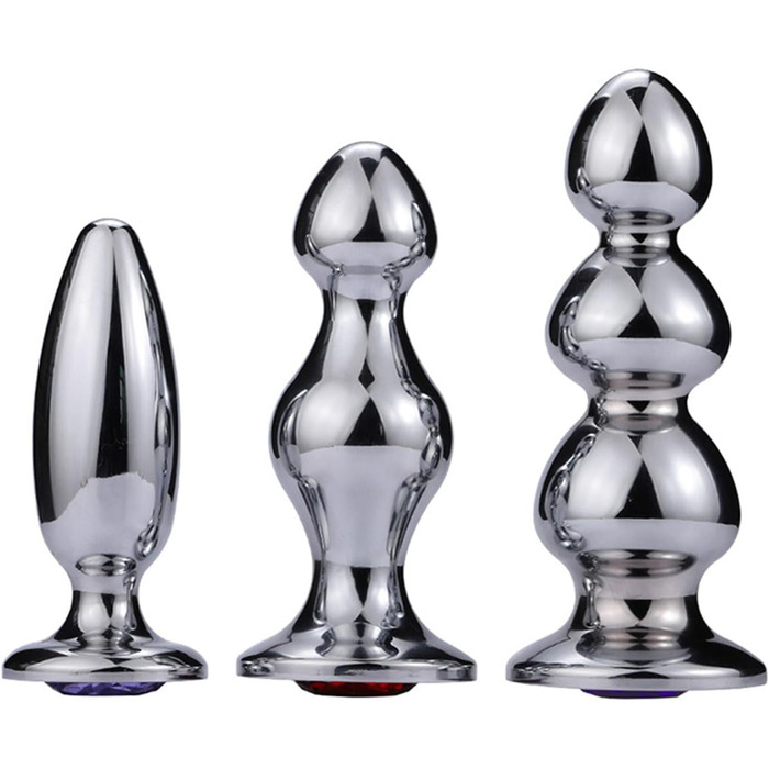 Анальний стимулятор Soarvlorfy з нержавіючої сталі: стик, куля, анальний дildo з діамантовою основою. Підходить для чоловіків та жінок. Матеріал: нержавіюча сталь, колір: сріблястий.