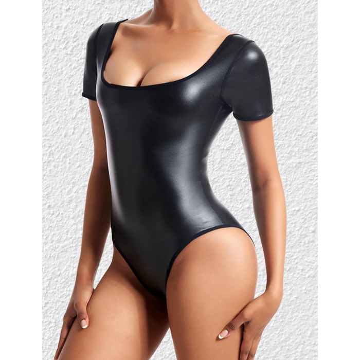 Комбінезон-боді з PU шкіри FEOYA для жінок, облягаючий, мокрий ефект, клубний стиль, 4XL