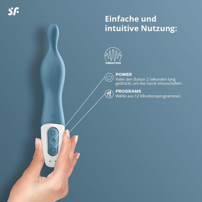 Вібратор Satisfyer A-Mazing 1: гнучкий наконечник для інтимної стимуляції, водонепроникний (IPX7), перезаряджається, для жінок (блакитний)