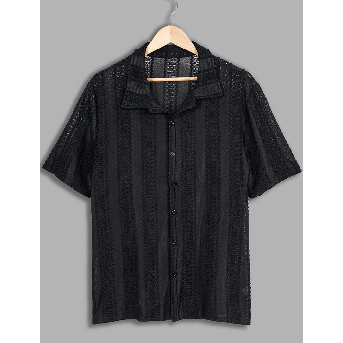 Чоловіча сорочка поло з мереживом AIEOE, колір чорний, розмір XL