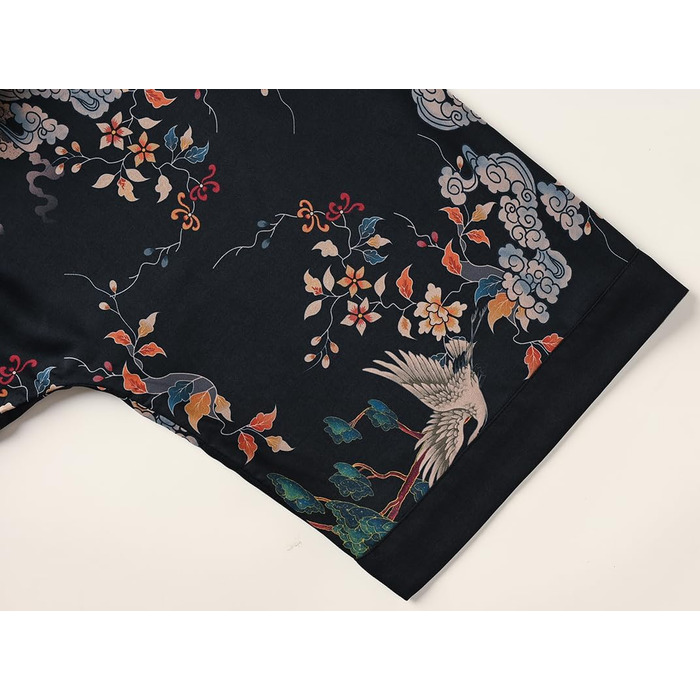 Халат жіночий Ledamon, довгий, з кишенею, квітковий принт, чорний (один розмір)