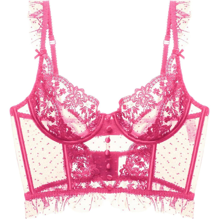 Сексуальний жіночий комплект спідньої білизни: мереживний топ-бюстгальтер без кісточок та прозорі шортики, регульовані бретельки, babydoll, червоний, XL