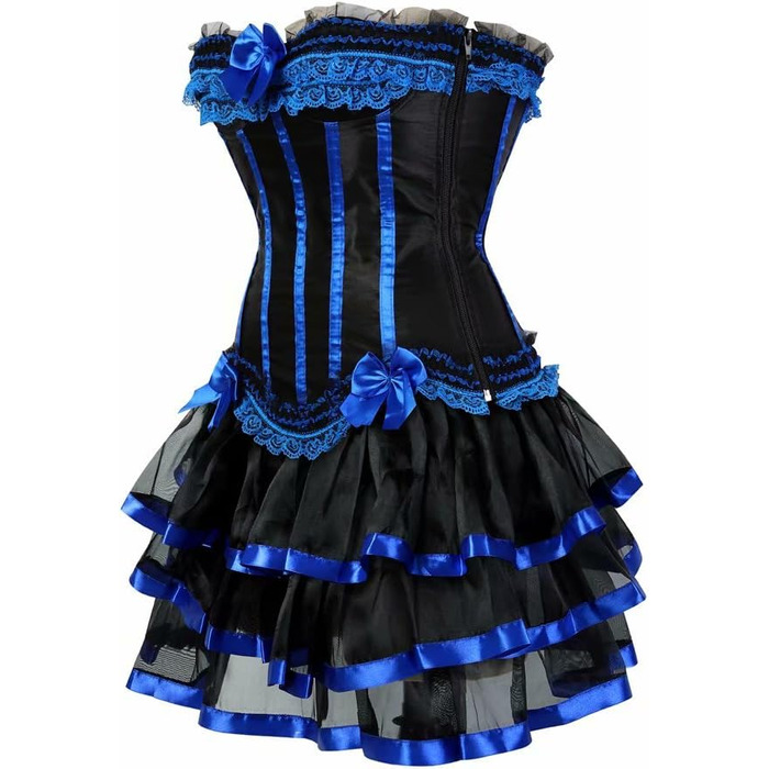 Сукня корсетна з корсажем, бюстєром, мереживом, готичний стиль, сукня бурлеск, для жінок, зелена (XXS, блакитна)