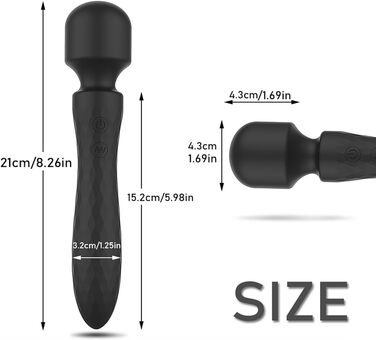 Вібратор JFRong Doppelkopf для дорослих: масажний стрижень з 10 режимами, стимулятор G-точки, тихий, водонепроникний, чорний