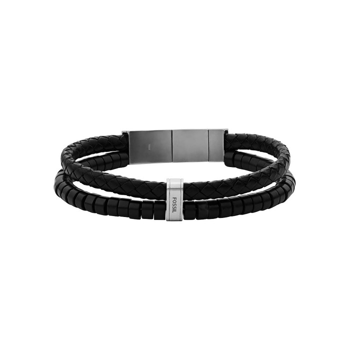 Чоловічий годинниковий ремінець Fossil Vintage Casual зі шкіри або нержавіючої сталі, з карабіном та застібкою (колір: нефритово-чорний)