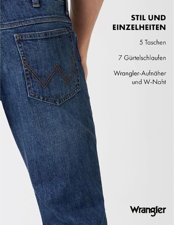 Чоловічі джинси Wrangler Straight Regular Fit середньої посадки, темно-сині (Blau Schwarz), розмір 34W/32L