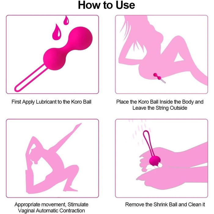 3 шт. Вагінальні кульки-перлини з силікону для жінок - тренажер Kegel, рожевий