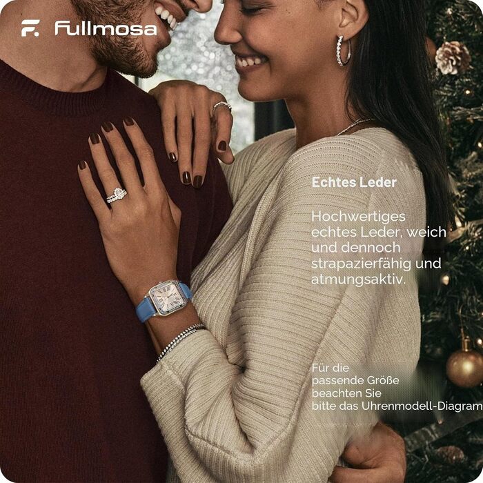 Ремінець Fullmosa зі шкіри для Garmin Vivoactive 6/5/4, Venu SQ та Samsung Galaxy Watch 7/6/5/4/FE/Classic (18мм, світло-блакитний з рожево-золотистим замком)
