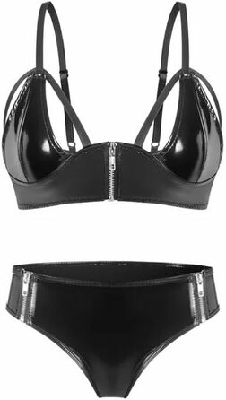 Сексуальна жіноча білизна GRRKDFQ: труси-сліпи з блискавкою (чорний, XL)