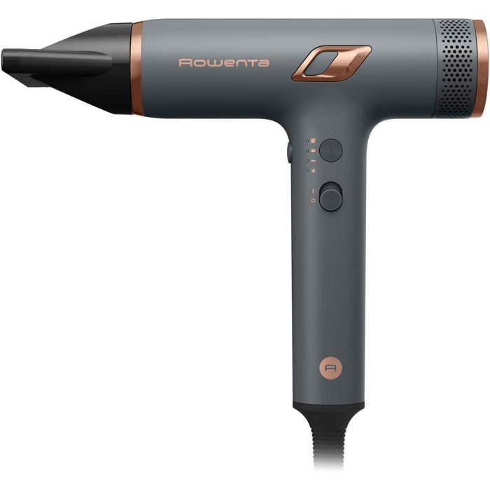 Фен для волосся Rowenta Maestria Nano HY8120 з іонною функцією, цифровий двигун, 1700 Вт, сірий/розе-золото