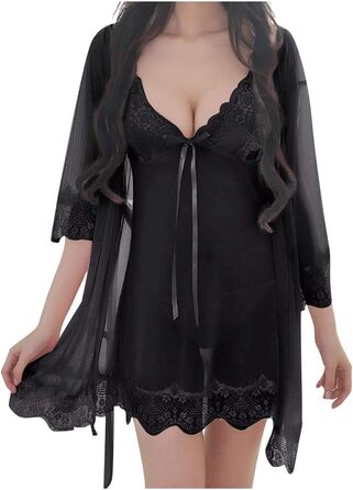 Шовковий халат для жінок: короткий халат з V-подібним вирізом, чорний | Халат з квітковим принтом