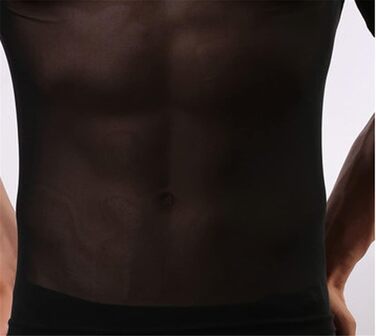 Чоловіча прозора футболка з мережива, сексуальна нижня білизна, чорна. Ідеальна для дому та вечірок.