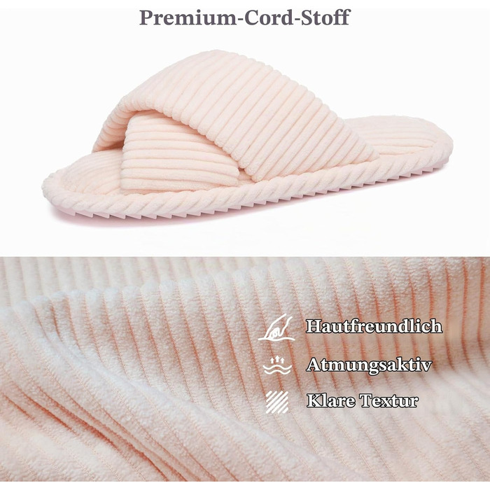 Жіночі домашні капці GOEWY з ефектом пам'яті (Memory Foam), текстильні тапочки з відкритим носком та бантом, протиковзальна підошва, рожеві, розмір 36/37 EU