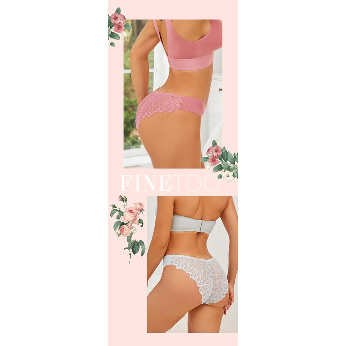 Набір трусиків FINETOO Seamess Sips: 6 шт. мереживні трусики, трусики-хіпстері, V-подібний вигин, S-X (C-6er, XL)