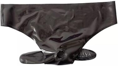 Чоловіча спідня білизна з латексу ALMYMM з пенісом та анальним отвором, обтисла латексна труси, екзотична білизна, універсальний розмір, прозора (XL, універсальний розмір, чорний)