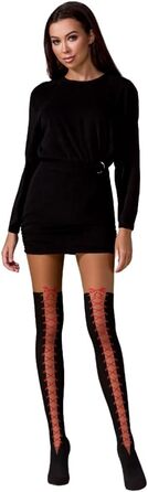 Чулки панчіхні надколінні з шнурівкою S-M червоні