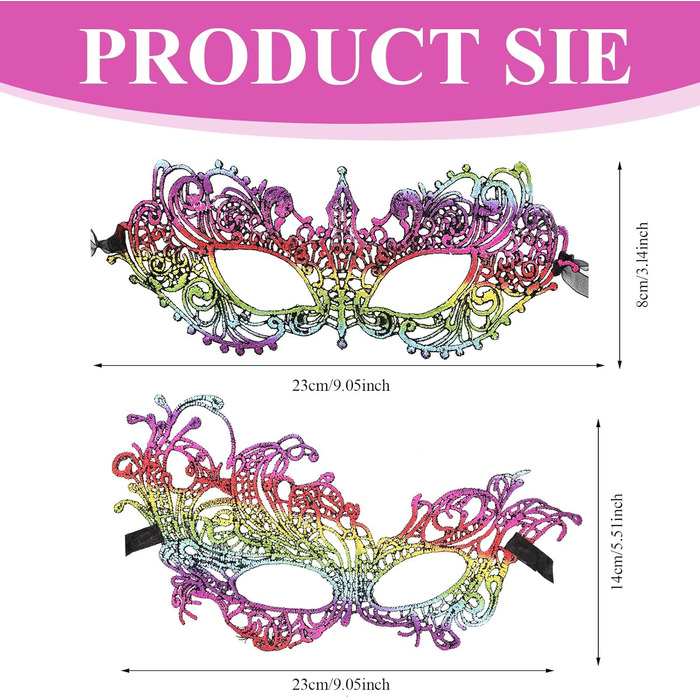 Маска для карнавалу та свят: 8 шт. мереживних масок для жінок (2 стилі: мереживо, фенікс)
