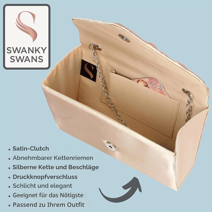 Жіночий вечірній клатч SwankySwans Chantel із сатину, золотистий