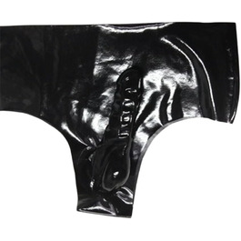 Латексні труси ALMYMM для чоловіків з захистом для статевого члена, облягаючі, екзотичні шорти, BDSM спідня білизна, фетиш, косплей, чорний, універсальний розмір XL