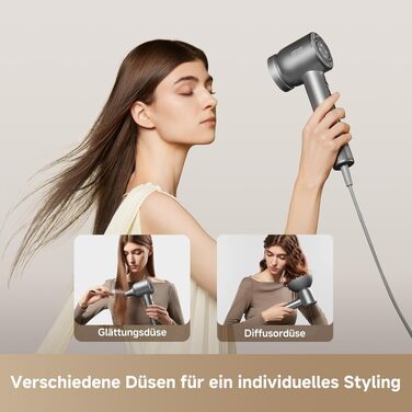 Високошвидкісний фен Dreame Hair Glory Mix, 3 магнітні насадки, NTC-контроль температури, 300 млн негативних іонів, мотор 110 000 об/хв, легкий (336 г), чорний
