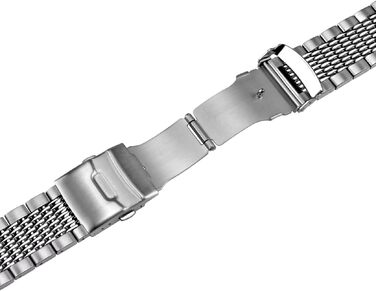 Сталевий міланський ремінець для годинника Kai Tian Premium Mesh, сріблястий, з подвійним розкладанням замка, 18мм