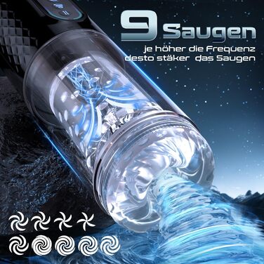 Електричний мастурбатор для чоловіків з 9 режимами, телескопічною та ротаційною функцією масажу - 3D модель