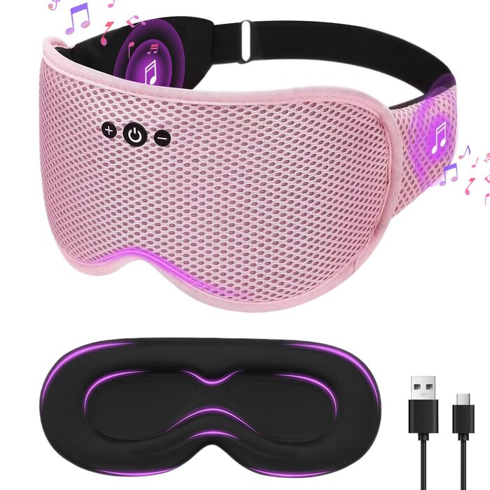 Bluetooth маска для сну flintronic з навушниками V5.4, бездротові стереонавушники для сну, подорожей, йоги та медитації, блідо-рожево-сіра