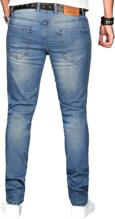 Чоловічі джинси Slim Fit ALESSANDRO SALVARINI з еластичним денімом, Washed, сині (34W / 32L)