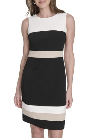 Сукня Tommy Hilfiger жіноча з коміром-бубчик та А-силуетом, бежево-чорно-хакі, розмір 36