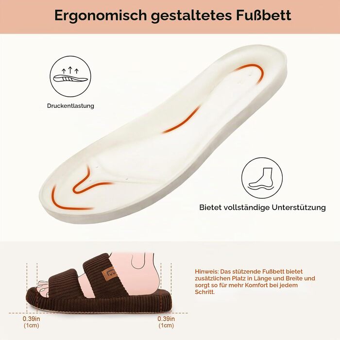 Жіночі домашні капці LongBay з ефектом пам'яті (Memory Foam), відкритий носок, зручні сліпери на двох ремінцях, розмір 38/39 EU, колір кавовий
