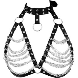 Корсет-нагрудник з шкіри для жінок PETMHS, чорний, готичний стиль