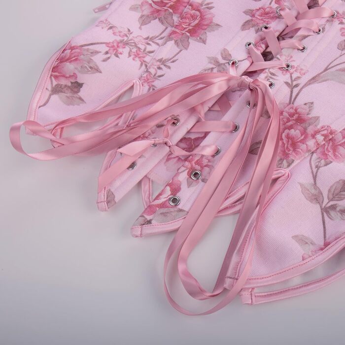 SCARLET DARKNESS Корсет жіночий у стилі Ренесанс з мереживом та квітковим принтом, рожевий, 44