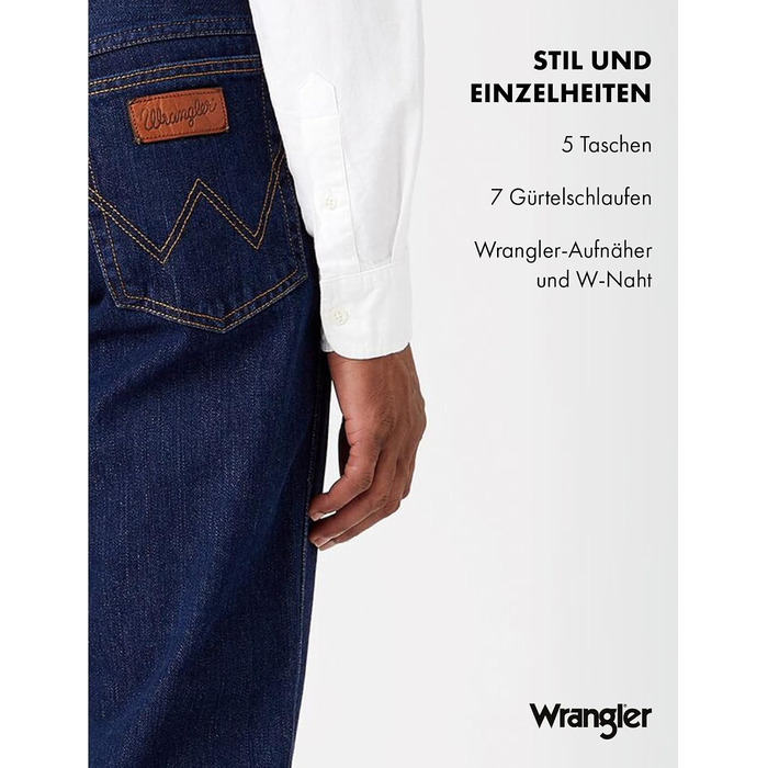 Чоловічі джинси Wrangler Texas Stretch W121XU13M заужені (Tapered), колір Darkstone, розмір 38W/36L