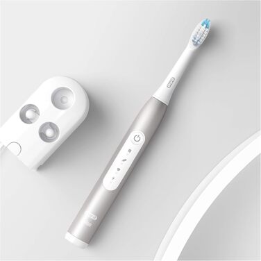 Електрична звукова зубна щітка Oral-B Pulsonic Slim Luxe 4000, 3 режими чищення для здоров'я ясен, колір платина