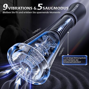 Електричний секс-іграшка для чоловіків Gobeken: вібрація, вакуум, керування через додаток, мастурбатор, пеніспампуватор, 2 лінійки