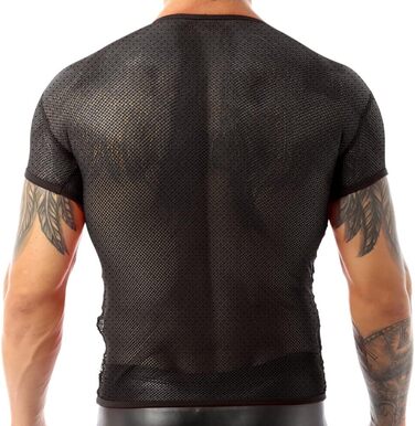 Чоловіча футболка з сітчастою тканиною та рифленим візерунком, спортивна, для фітнесу, чорна (M)