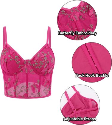 Жіночий топ-корсет з квітковою вишивкою Testudineus, на тонких бретелях, мереживний, з пуш-ап, бюстгальтер-бралетт