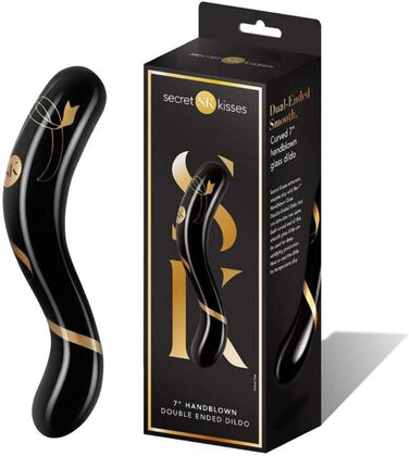 Чорний дилда Secret Kisses 7 дюймів, виготовлений вручну, подвійний наконечник