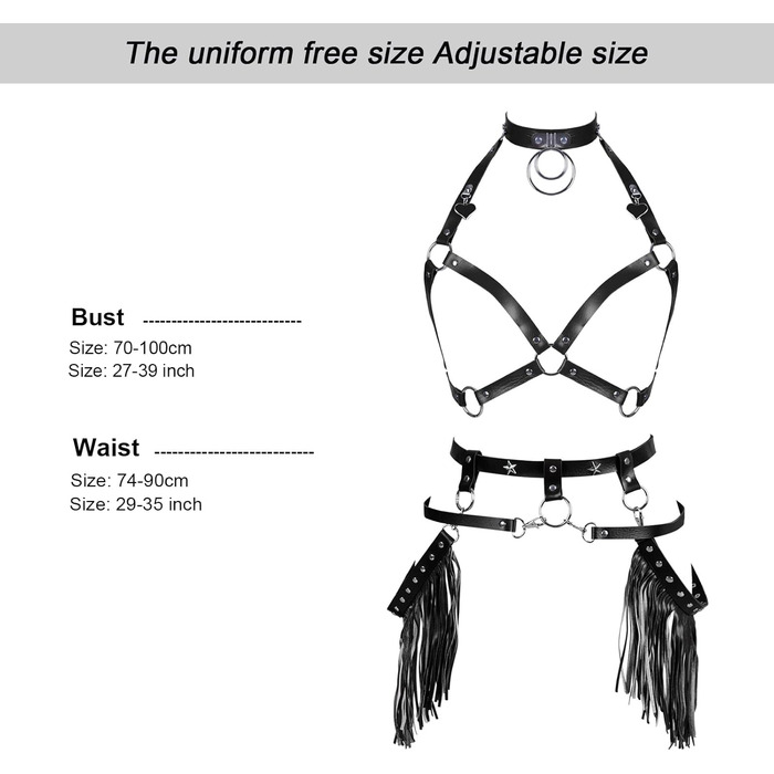 Жіночий корсет-нагрудник у стилі панк з ремінним поясом. Аксесуар для вечірок, танців, готичного стилю. Чорний колір.