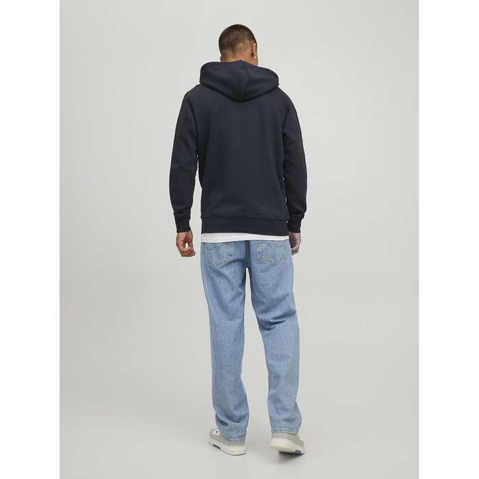 Чоловіча однотонна куртка-худі з капюшоном JACK & JONES, чорна, розмір M